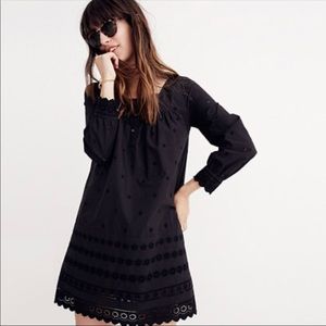 Madewell Eyelet Black Shift Dress Small NWT